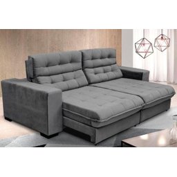 Sofá Retrátil e Reclinável 2,10m 3 Lugares Molas Ensacadas Pillow Top Suede New Califórnia - 4