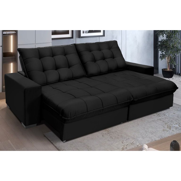 Sofá Retrátil e Reclinável 2,30cm 4 Lugares Molas Ensacadas Pillow Top Califórnia