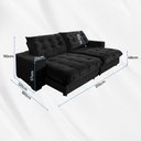 Ver imagem 6 de Sofá Califórnia Retrátil e Reclinável 2,10m Suede Preto