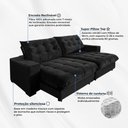 Ver imagem 3 de Sofá Califórnia Retrátil e Reclinável 2,10m Suede Preto