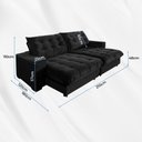 Ver imagem 6 de Sofá Califórnia Retrátil e Reclinável 2,10m Suede Preto