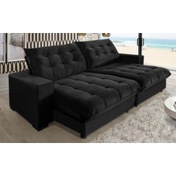 Sofá Retrátil e Reclinável 2,10m 3 Lugares Molas Ensacadas Pillow Top Suede Califórnia - 2