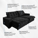 Ver imagem 4 de Sofá Califórnia Retrátil e Reclinável 2,10m Suede Preto