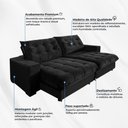 Ver imagem 4 de Sofá Califórnia Retrátil e Reclinável 2,10m Suede Preto