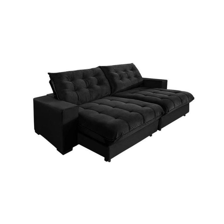 Sofá Retrátil e Reclinável 2,10m 3 Lugares Molas Ensacadas Pillow Top Suede Califórnia