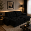 Ver imagem 1 de Sofá Califórnia Retrátil e Reclinável 2,10m Suede Preto