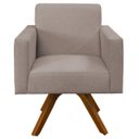 Ver imagem 5 de Kit 2 Poltronas Decorativa Base Giratória de Madeira Helô L02 Linho Bege Corano Marrom - Lyam