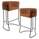Ver imagem 1 de Kit 02 Banquetas Decorativas Fixa Base de Aço Preto Betina D02 Veludo Telha C-262 - Lyam Decor