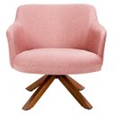 Ver imagem 3 de Kit 2 Poltronas Decorativa Base Giratória de Madeira Jade D02 Linho Rosa C-105 - Lyam Decor