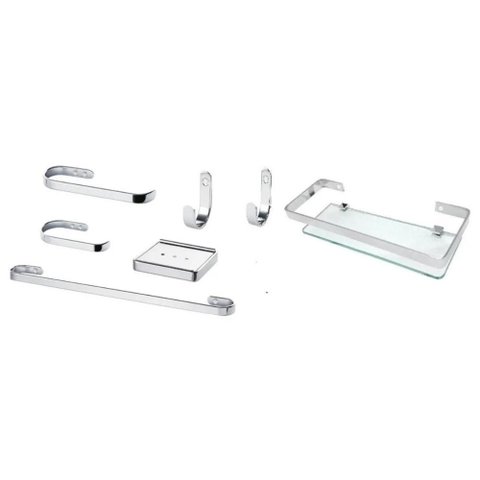 Suporte Kit de Acessório para Banheiro 7 Peças Cromado