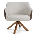 Ver imagem 2 de Kit 2 Poltronas Base Giratória Madeira Jade D02 Linho Bege C-107 Tressê Corano Marrom - Lyam