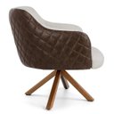Ver imagem 5 de Kit 2 Poltronas Base Giratória Madeira Jade D02 Linho Bege C-107 Tressê Corano Marrom - Lyam
