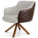 Ver imagem 3 de Kit 2 Poltronas Base Giratória Madeira Jade D02 Linho Bege C-107 Tressê Corano Marrom - Lyam