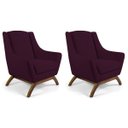 Ver imagem 1 de Kit 2 Poltronas Decorativa Fixa Base de Madeira Juliet D02 Veludo Roxo Grape B-292 - Lyam Decor