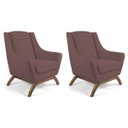 Ver imagem 1 de Kit 2 Poltronas Decorativa Fixa Base de Madeira Juliet D02 Veludo Rosê B-305 - Lyam Decor