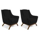 Ver imagem 1 de Kit 2 Poltronas Decorativa Fixa Base de Madeira Juliet D02 Veludo Preto B-300 - Lyam Decor