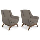 Ver imagem 1 de Kit 2 Poltronas Decorativa Fixa Base de Madeira Juliet D02 Veludo Bege Escuro C-68 - Lyam Decor