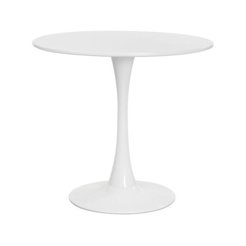 Mesa Saarinen Tulipa Redonda 80cm Tampo Madeira Branca Sala Cozinha Jantar