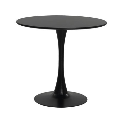 Mesa Saarinen Tulipa Redonda 80cm Tampo Madeira Preto Sala Cozinha Jantar
