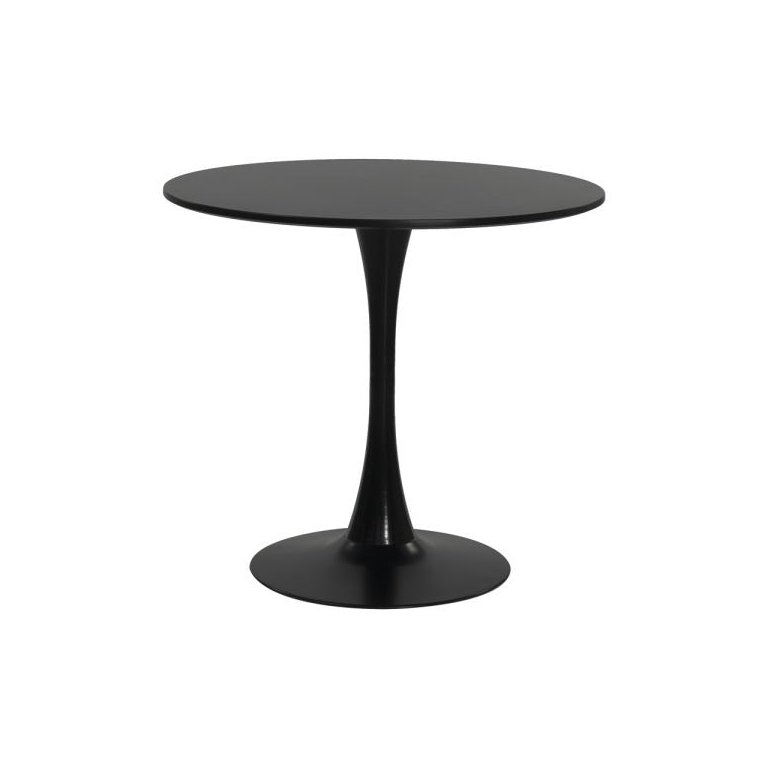 Mesa Saarinen Tulipa Redonda 80cm Tampo Madeira Preto Sala Cozinha Jantar