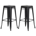 Ver imagem 1 de Kit 2 Banquetas Tolix Iron Design Industrial Preto Fosco 76 cm Aço Cozinha Bar Bistrô Bancada