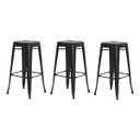 Ver imagem 1 de Kit 3 Banquetas Tolix Iron Design Industrial Preto Fosco 76 cm Aço Cozinha Bar Bistrô Bancada