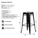 Ver imagem 4 de Kit 3 Banquetas Tolix Iron Design Industrial Preto Fosco 76 cm Aço Cozinha Bar Bistrô Bancada
