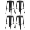 Kit 4 Banquetas Tolix Iron Design Industrial Preto Fosco 76 cm Aço Cozinha Bar Bistrô Bancada - 1