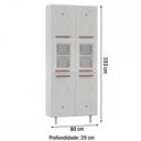 Ver imagem 3 de Paneleiros em Aço Mirage New 6 Portas 5 Prateleiras com Vidro Branco - Telasul