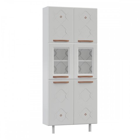 Paneleiros em Aço Mirage New 6 Portas 5 Prateleiras com Vidro Branco - Telasul