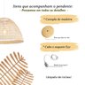 3 Pendente Fibra Natural Junco Artesanal Boho E27 Bancada Nat48 - 4