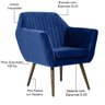 Poltrona Decorativa Fixa Pés Palito Dani D02 Veludo Tressê Azul Oxford B-304 - Lyam Decor - 7