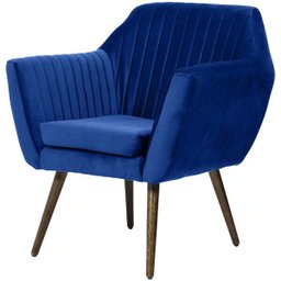 Poltrona Decorativa Fixa Pés Palito Dani D02 Veludo Tressê Azul Oxford B-304 - Lyam Decor - 3