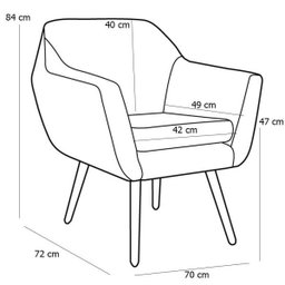 Poltrona Decorativa Fixa Pés Palito Dani D02 Veludo Tressê Azul Oxford B-304 - Lyam Decor - 8