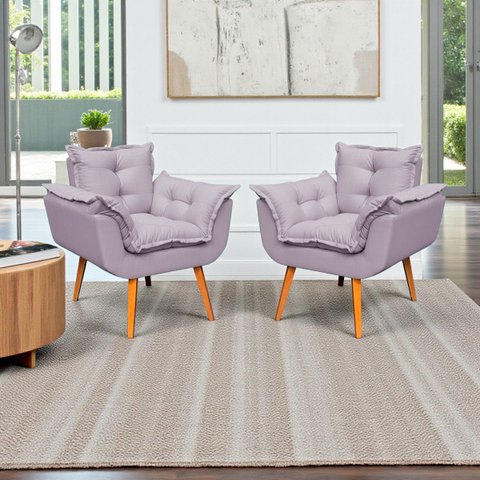Kit 2 Poltronas Decorativa Confortável para Sala Quarto Recepção Escritório Manicure Alice Tecido Li