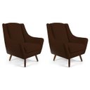 Ver imagem 1 de Kit 2 Poltronas Decorativa Fixa Pés de Madeira Juliet D02 Veludo Marrom C-276 - Lyam Decor