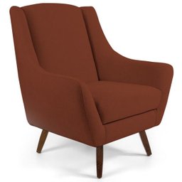 Kit 2 Poltronas Decorativa Fixa Pés de Madeira Juliet D02 Linho Marrom Âmbar B-235 - Lyam Decor - 2