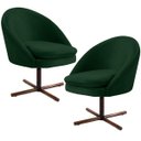 Ver imagem 1 de Kit 2 Poltronas Decorativas Giratória Base X Rafa D02 Veludo Verde C-303 - Lyam Decor