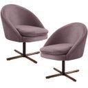 Ver imagem 1 de Kit 2 Poltronas Decorativas Giratória Base X Rafa D02 Veludo Rosê C-305 - Lyam Decor