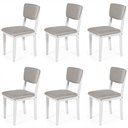 Ver imagem 1 de Kit 6 Cadeiras de Jantar Madeira Maciça Estofadas Ella Branco e Cinza Claro - Straub Web
