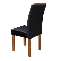Kit 2 Cadeiras de Jantar Estofada Iza Base Madeira Maciça Tecido Veludo Preto - 3