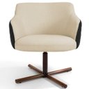 Ver imagem 2 de Poltrona Decorativa Giratória Base X Jade D02 Linho Bege C-129 Tressê Corano Preto - Lyam Decor