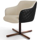 Ver imagem 1 de Poltrona Decorativa Giratória Base X Jade D02 Linho Bege C-129 Tressê Corano Preto - Lyam Decor