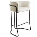 Ver imagem 2 de Kit 03 Banquetas Decorativas Fixa Base de Aço Preto Betina D02 Linho Bege C-107 - Lyam Decor