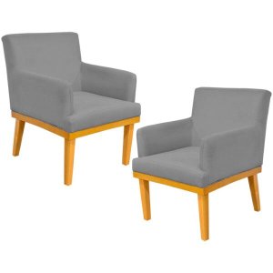 Kit 2 Poltronas Decorativas para Base Mel Beatriz W01 Corano Cinza - Lyam Decor