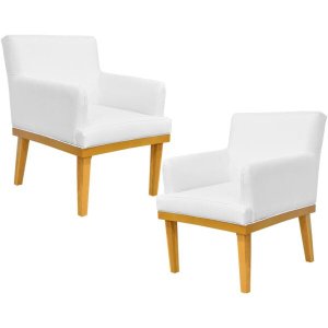 Kit 2 Poltronas Decorativas para Base Mel Beatriz W01 Corano Branco - Lyam Decor