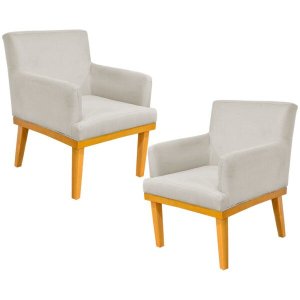 Kit 2 Poltronas Decorativas para Base Mel Beatriz W01 Suede Bege - Lyam Decor