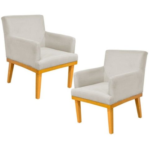 Kit 2 Poltronas Decorativas para Base Mel Beatriz W01 Suede Bege - Lyam Decor