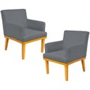 Ver imagem 1 de Kit 2 Poltronas Decorativas para Base Mel Beatriz W01 Suede Cinza - Lyam Decor