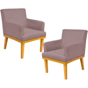 Kit 2 Poltronas Decorativas para Base Mel Beatriz W01 Suede Rosê - Lyam Decor